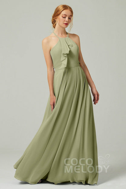 A-Line Floor Length Chiffon Bridesmaid Dress CB0328