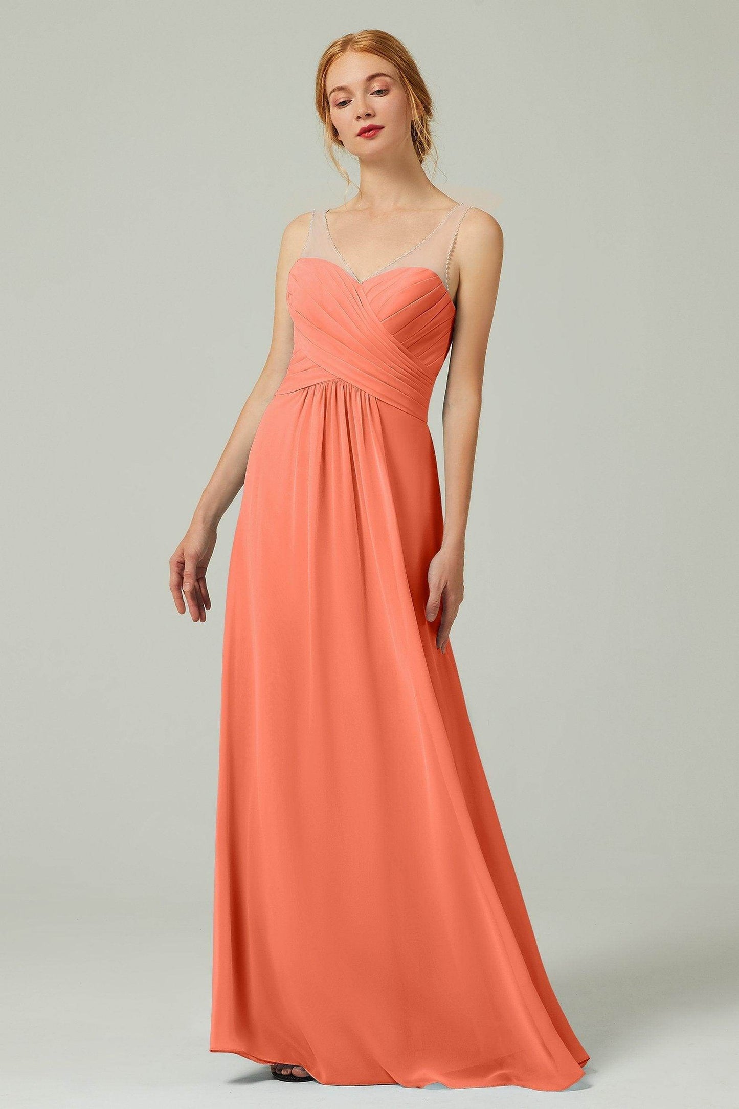 A-Line Floor Length Chiffon Bridesmaid Dress CB0331