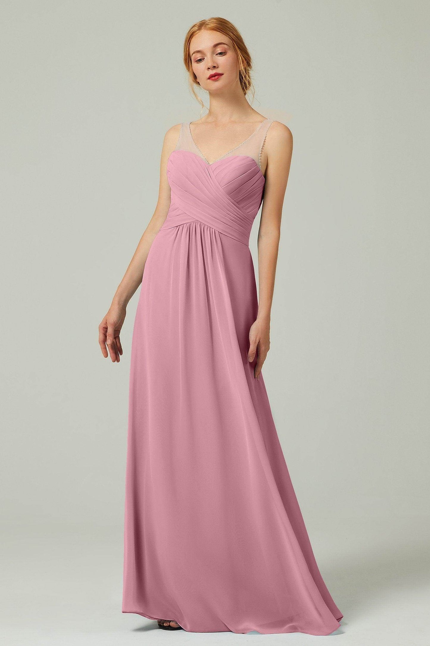 A-Line Floor Length Chiffon Bridesmaid Dress CB0331