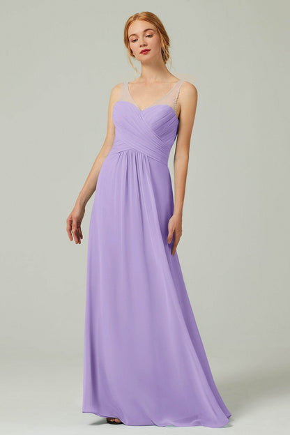 A-Line Floor Length Chiffon Bridesmaid Dress CB0331