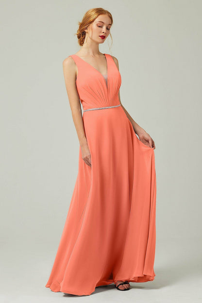A-Line Floor Length Chiffon Bridesmaid Dress CB0332