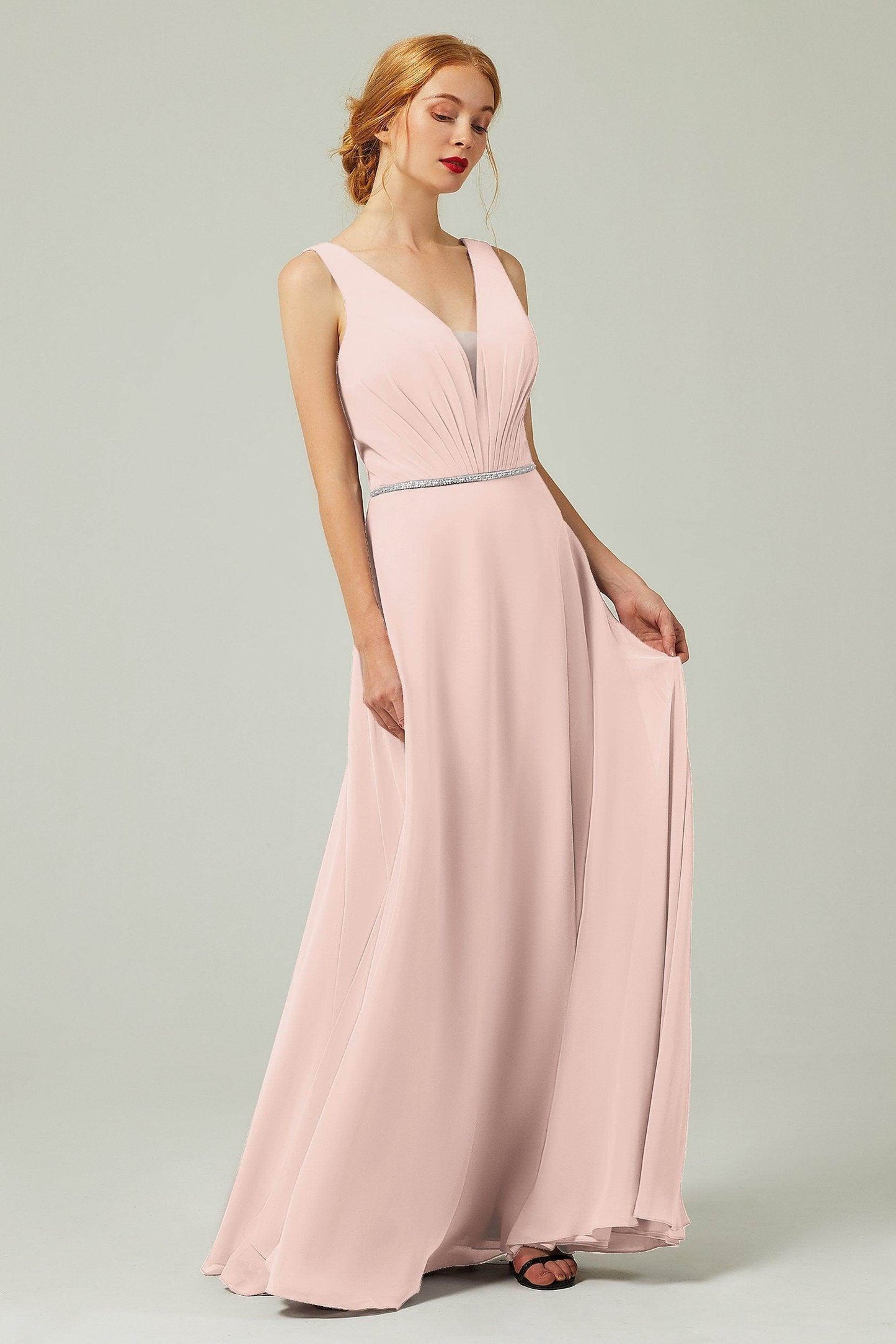 A-Line Floor Length Chiffon Bridesmaid Dress CB0332