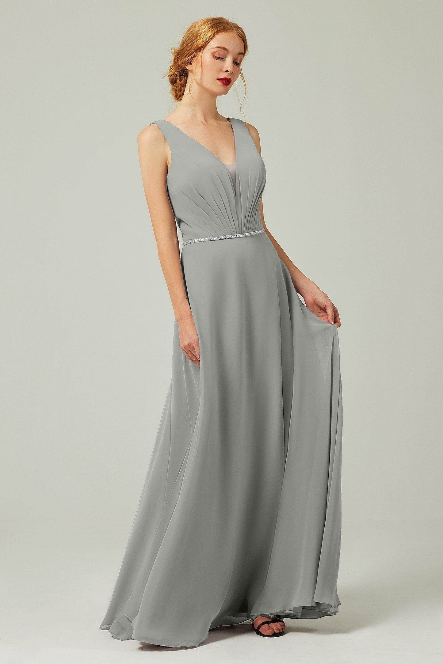 A-Line Floor Length Chiffon Bridesmaid Dress CB0332