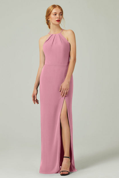 Sheath-Column Floor Length Chiffon Bridesmaid Dress Formal Dresses CB0337