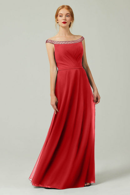 A-Line Floor Length Chiffon Bridesmaid Dress Formal Dresses CB0339
