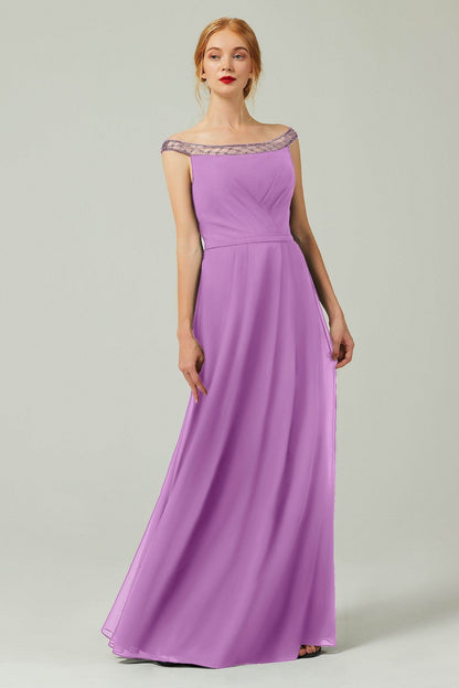 A-Line Floor Length Chiffon Bridesmaid Dress Formal Dresses CB0339