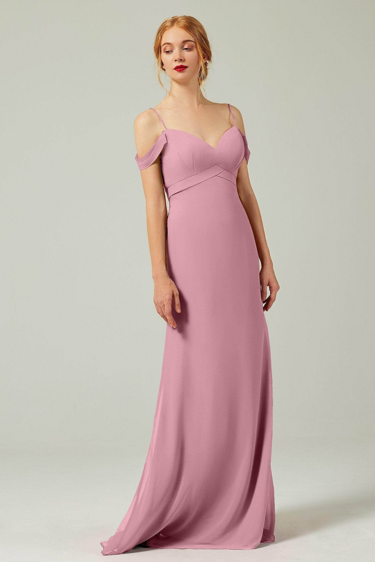 Sheath-Column Floor Length Chiffon Bridesmaid Dress Formal Dresses CB0343