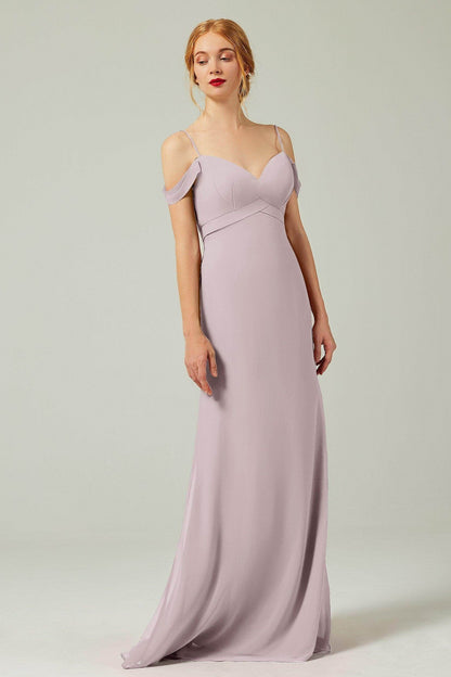 Sheath-Column Floor Length Chiffon Bridesmaid Dress Formal Dresses CB0343