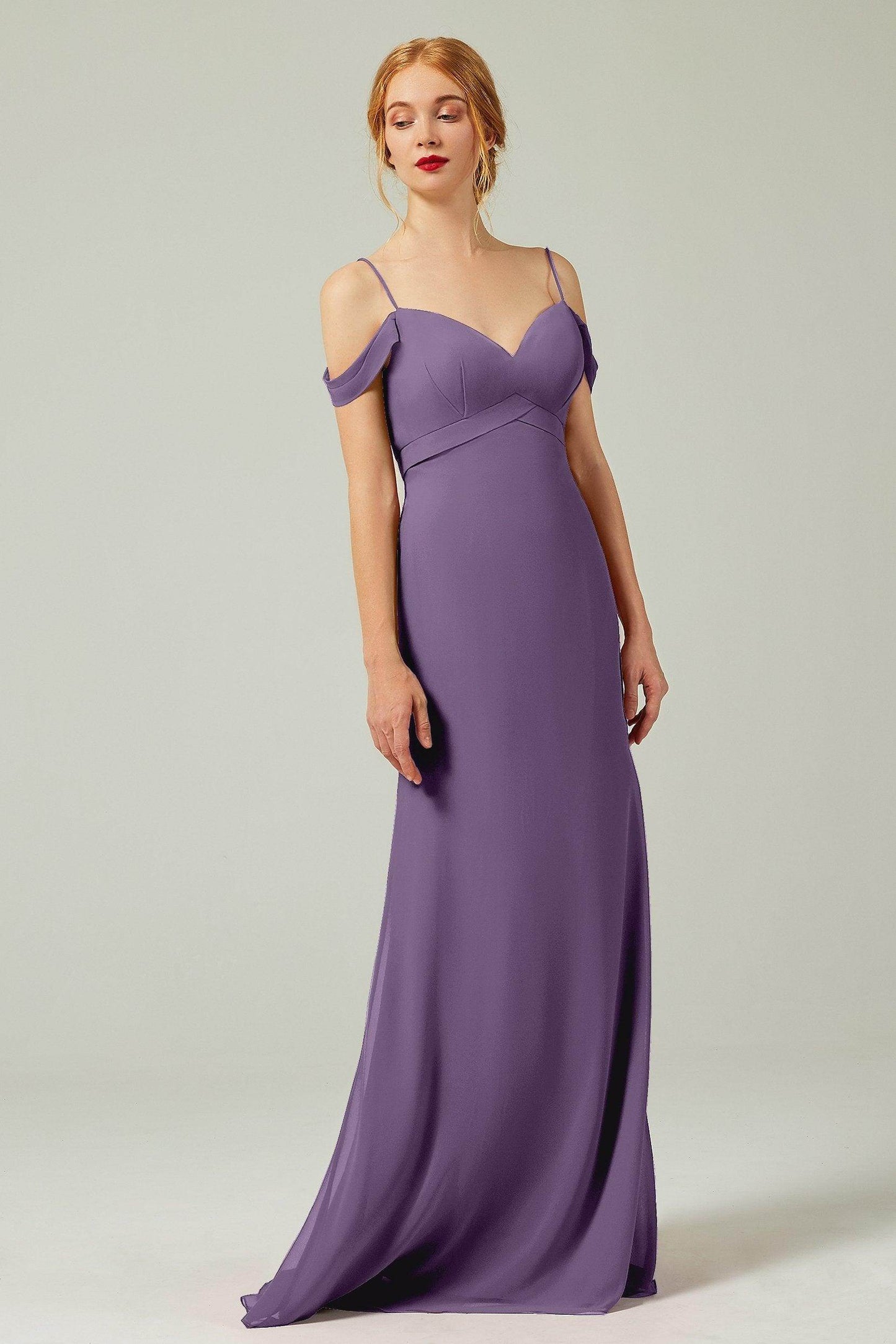 Sheath-Column Floor Length Chiffon Bridesmaid Dress Formal Dresses CB0343