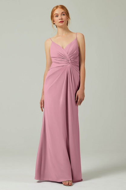 Sheath-Column Floor Length Chiffon Bridesmaid Dress CB0350