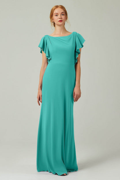 Sheath-Column Floor Length Chiffon Bridesmaid Dress Formal Dresses CB0357
