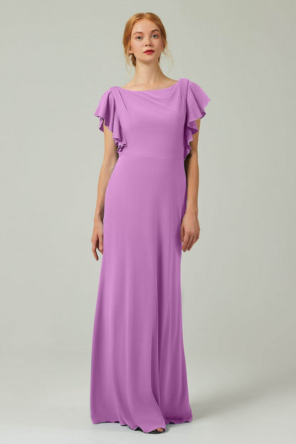 Sheath-Column Floor Length Chiffon Bridesmaid Dress Formal Dresses CB0357