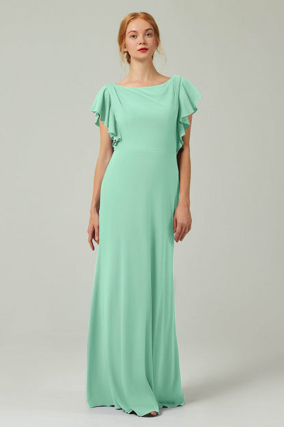 Sheath-Column Floor Length Chiffon Bridesmaid Dress Formal Dresses CB0357