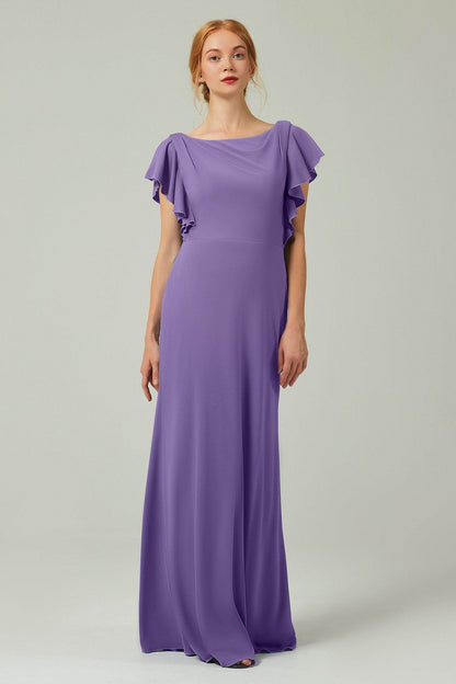 Sheath-Column Floor Length Chiffon Bridesmaid Dress Formal Dresses CB0357