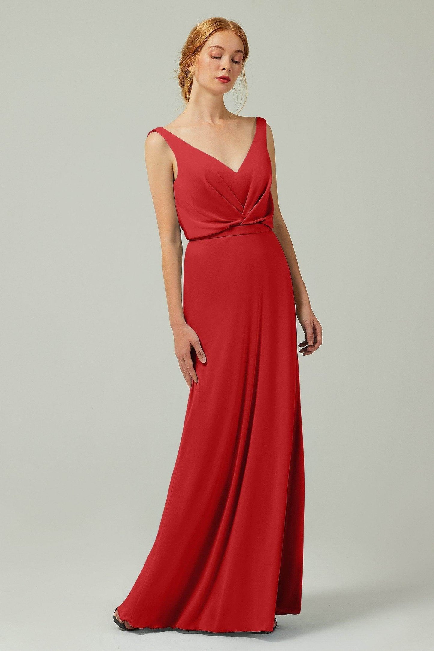 Sheath-Column Floor Length Chiffon Bridesmaid Dress Formal Dresses CB0358
