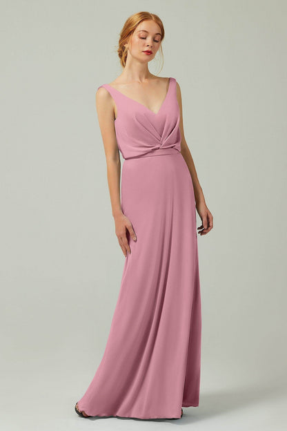Sheath-Column Floor Length Chiffon Bridesmaid Dress Formal Dresses CB0358