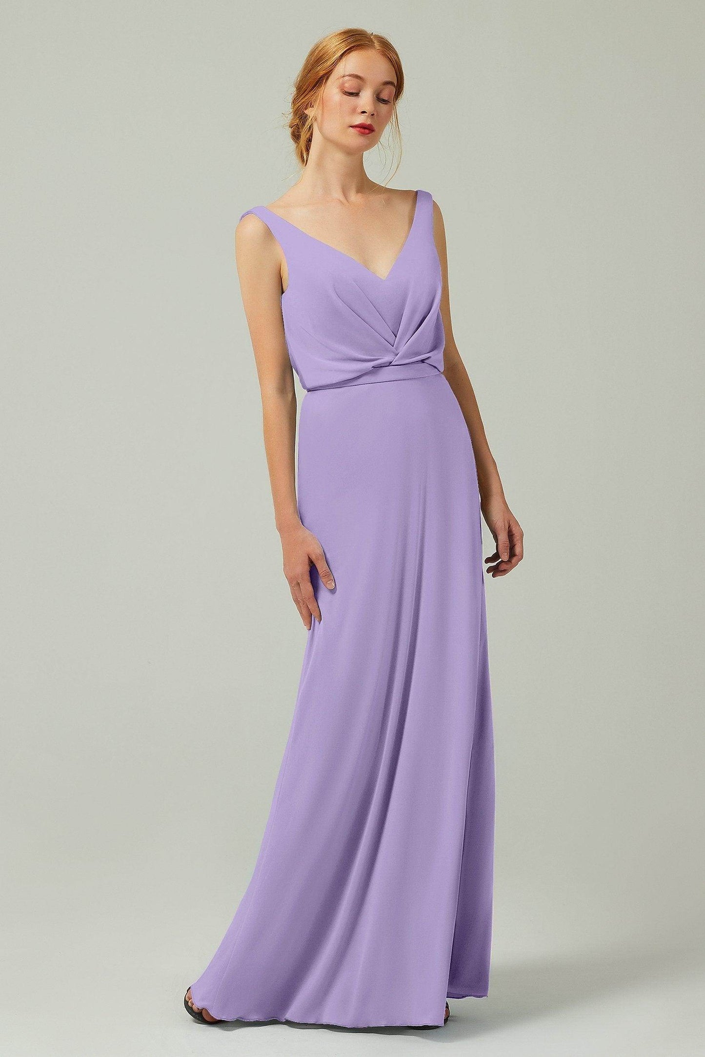 Sheath-Column Floor Length Chiffon Bridesmaid Dress Formal Dresses CB0358