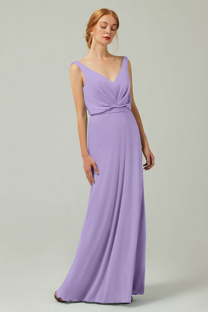 Sheath-Column Floor Length Chiffon Bridesmaid Dress Formal Dresses CB0358