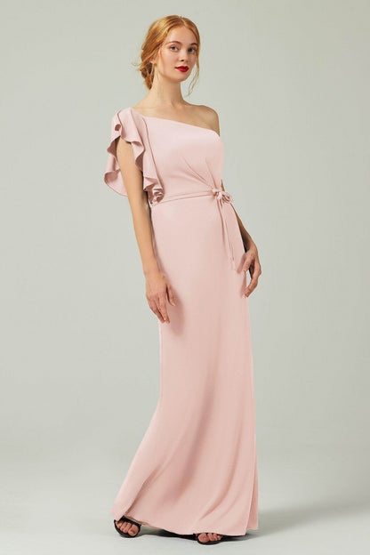 Sheath-Column Floor Length Chiffon Bridesmaid Dress Formal Dresses CB0361