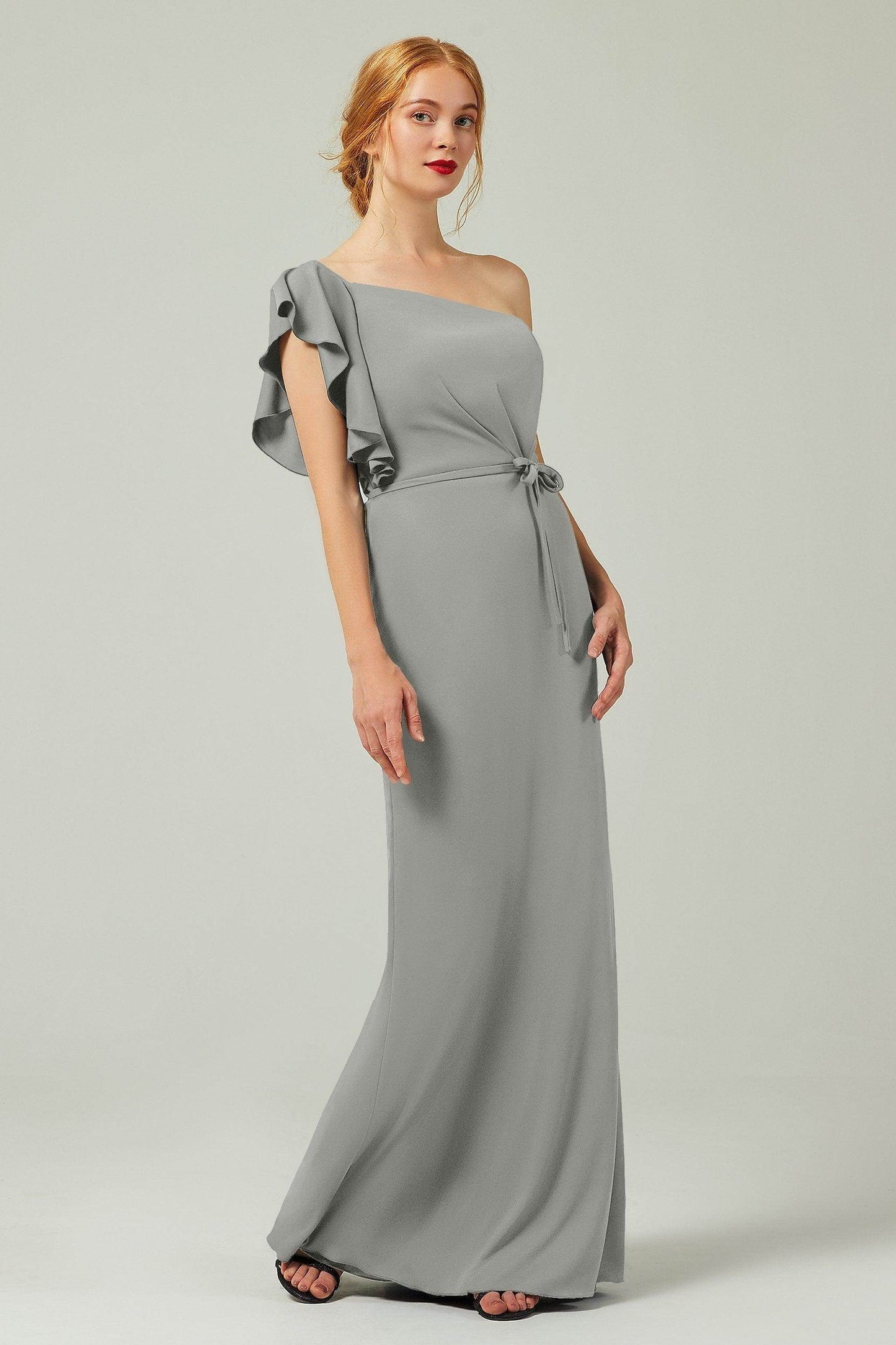 Sheath-Column Floor Length Chiffon Bridesmaid Dress Formal Dresses CB0361