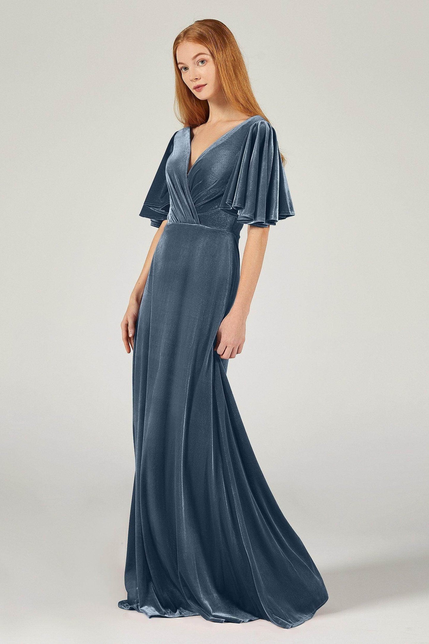 A-Line Floor Length Velvet Bridesmaid Dress Formal Dresses CB0367PS