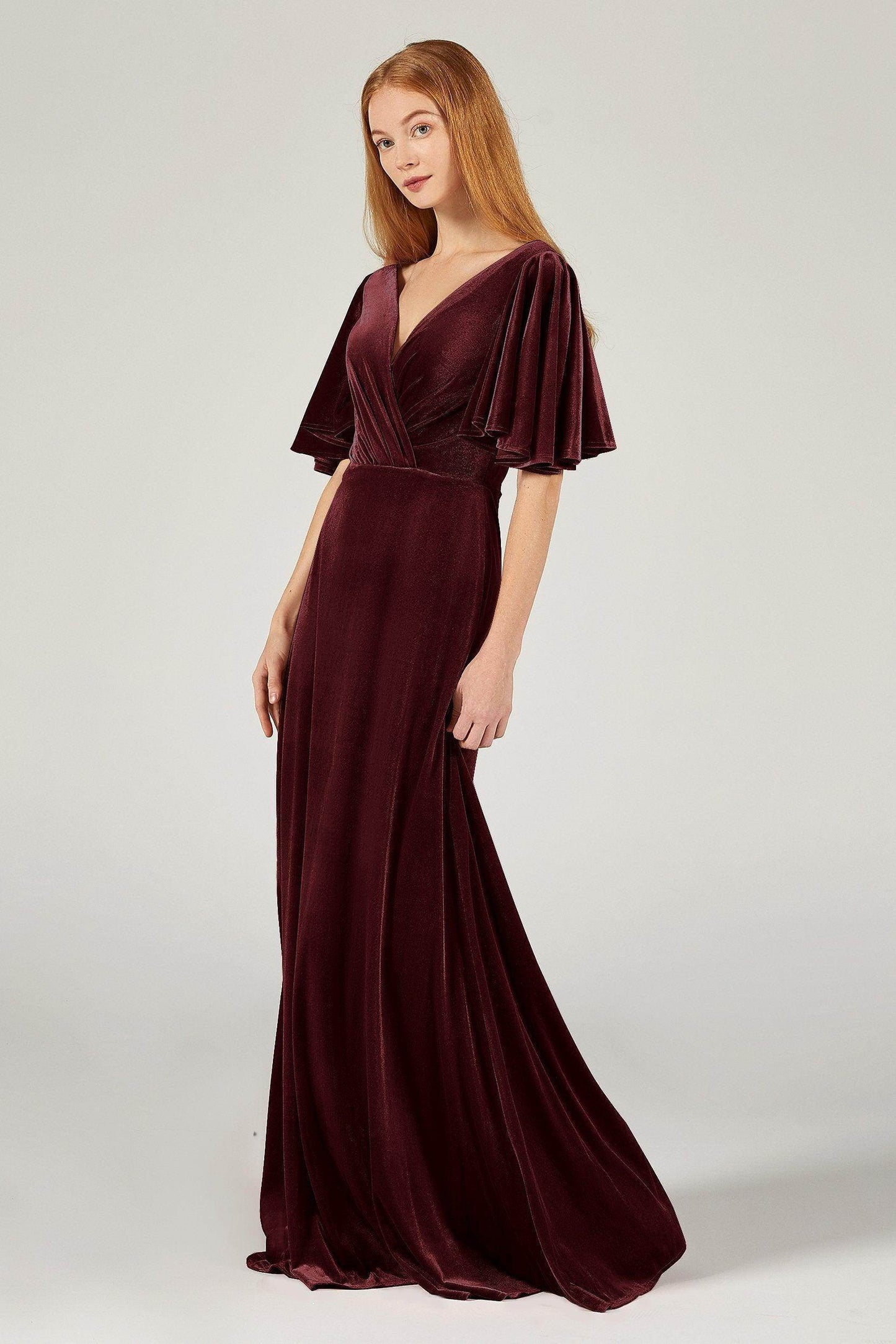 A-Line Floor Length Velvet Bridesmaid Dress Formal Dresses CB0367
