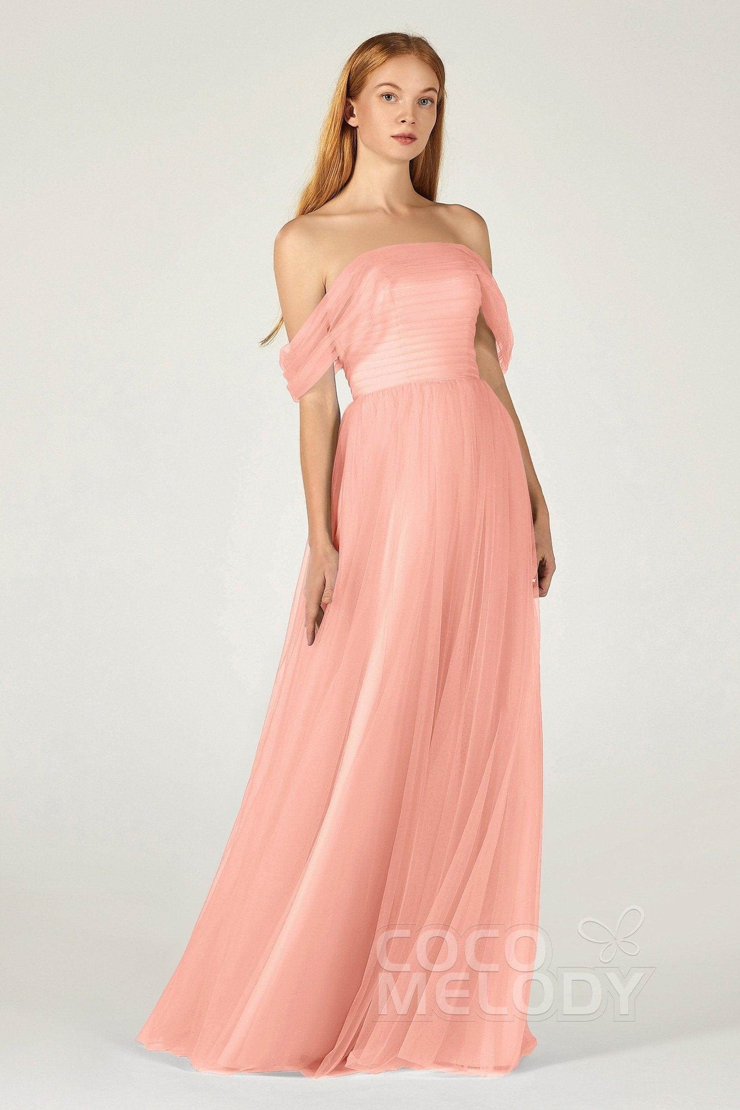 A-Line Floor Length Tulle Bridesmaid Dress CB0382