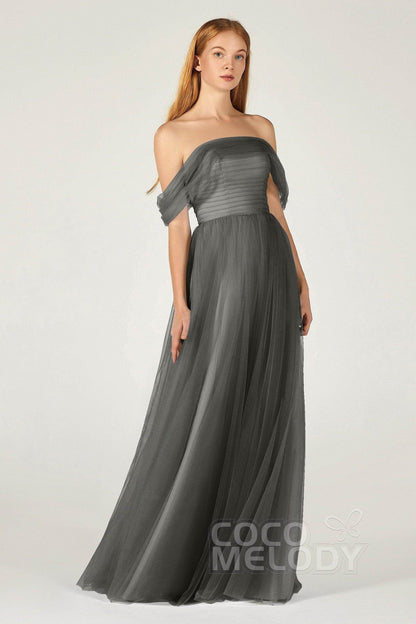A-Line Floor Length Tulle Bridesmaid Dress CB0382