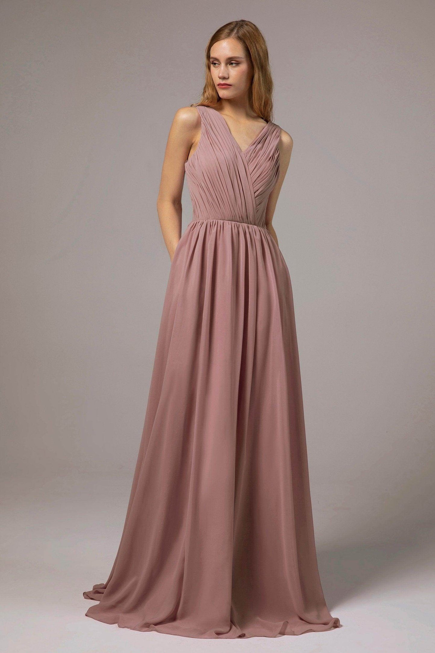 A-Line Floor Length Chiffon Bridesmaid Dress Formal Dresses CB0386