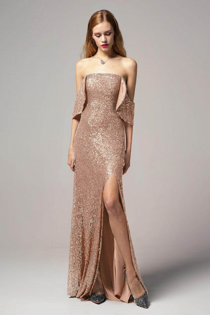 Sheath-Column Floor Length Sequined Dress CB0405