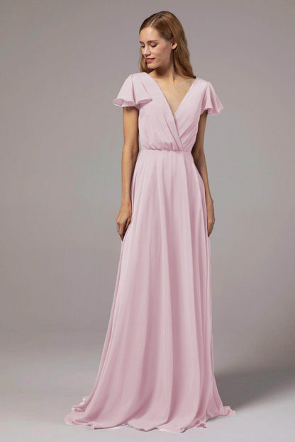A-Line Floor Length Chiffon Bridesmaid Dress CB0410