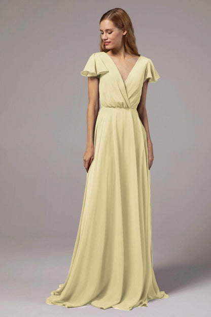 A-Line Floor Length Chiffon Bridesmaid Dress CB0410