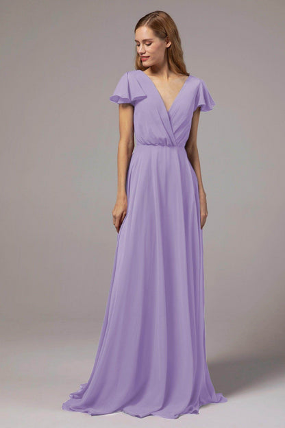 A-Line Floor Length Chiffon Bridesmaid Dress CB0410