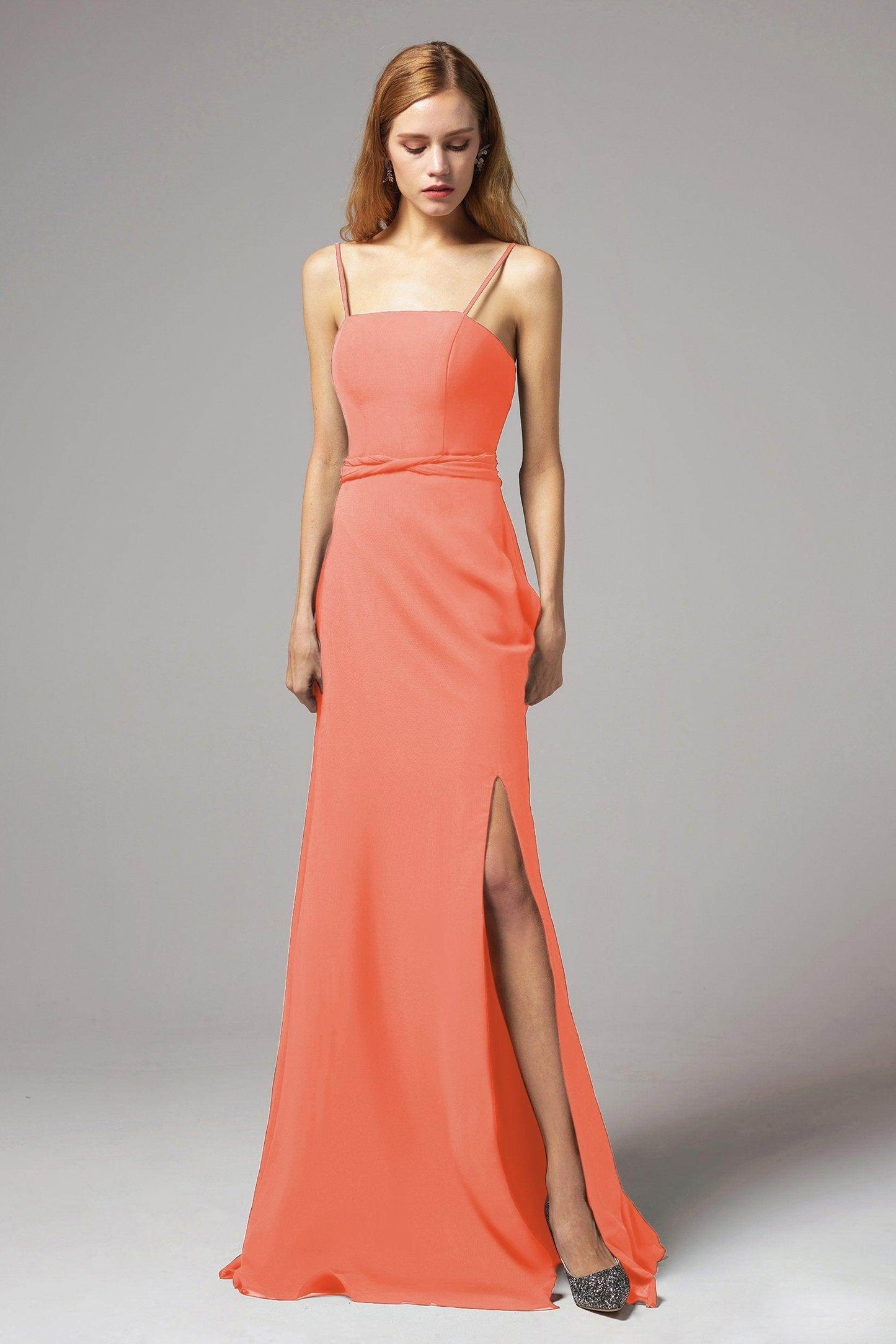 A-Line Floor Length Chiffon Bridesmaid Dress CB0414