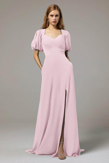 A-Line Floor Length Chiffon Bridesmaid Dress Formal Dresses CB0415