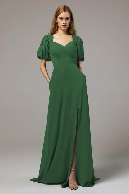 A-Line Floor Length Chiffon Bridesmaid Dress Formal Dresses CB0415