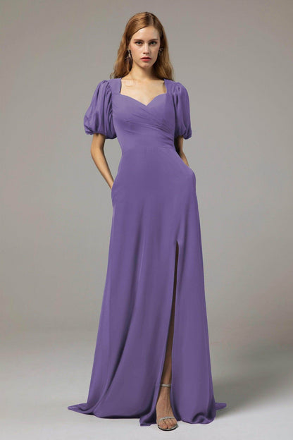 A-Line Floor Length Chiffon Bridesmaid Dress Formal Dresses CB0415
