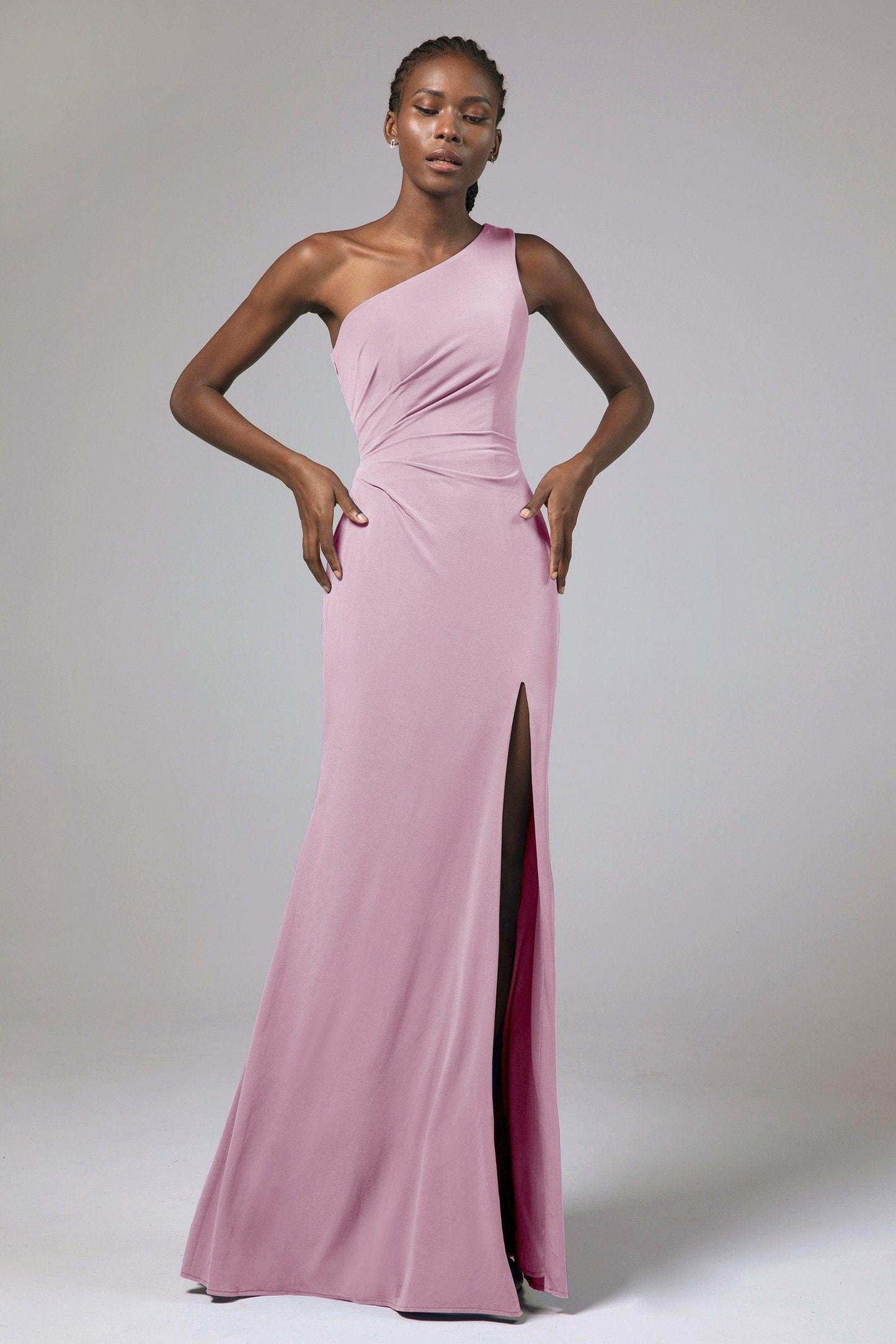 Sheath Floor Length Knitted Fabric Bridesmaid Dress Formal Dresses CB0423