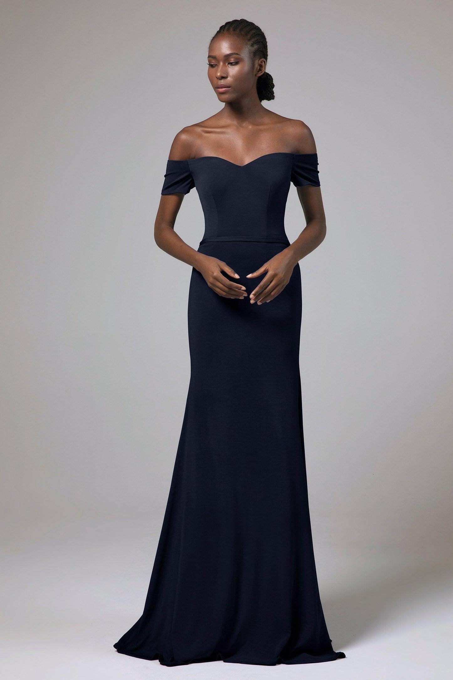 Sheath Floor Length Knitted Fabric Bridesmaid Dress Formal Dresses CB0426