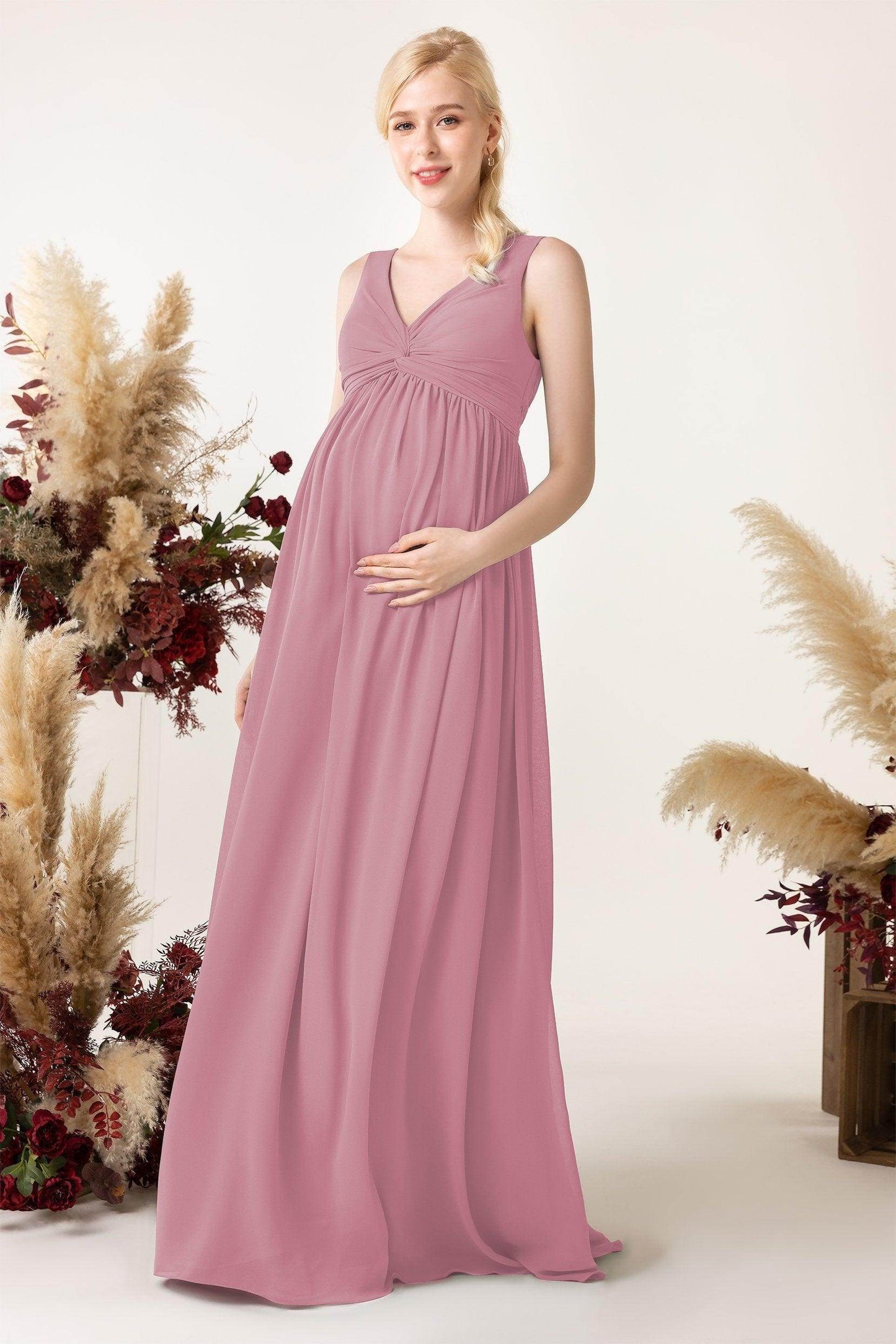 A-Line Sweep-Brush Train Chiffon Bridesmaid Dress CB0452M