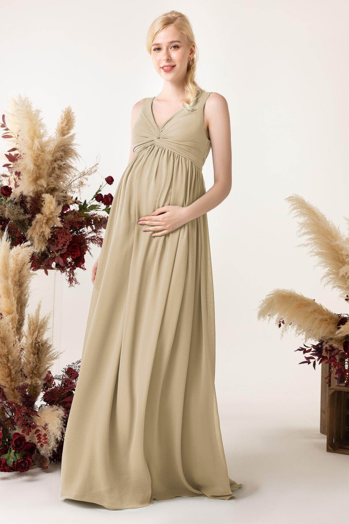 A-Line Sweep-Brush Train Chiffon Bridesmaid Dress CB0452M