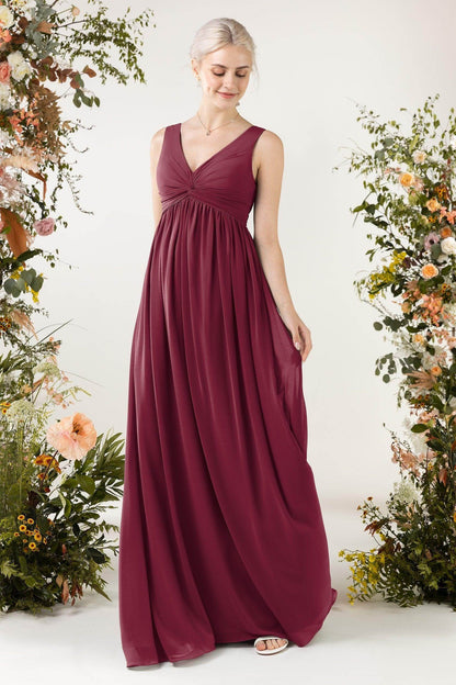 A-Line Sweep-Brush Train Chiffon Bridesmaid Dress CB0452