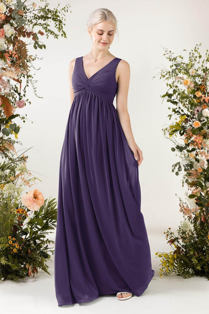 A-Line Sweep-Brush Train Chiffon Bridesmaid Dress CB0452