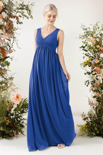 A-Line Sweep-Brush Train Chiffon Bridesmaid Dress CB0452