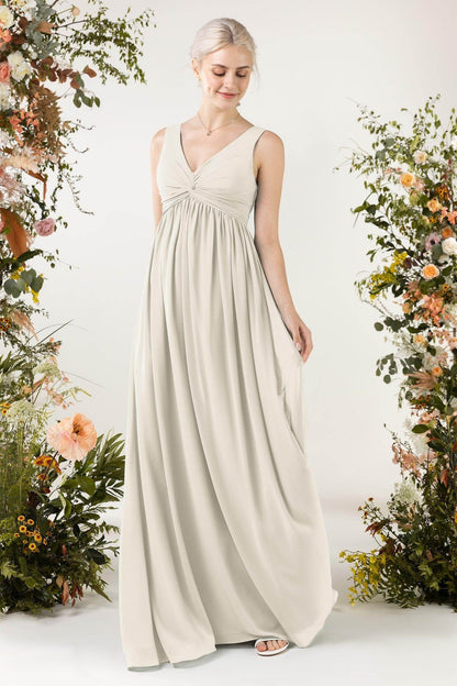 A-Line Sweep-Brush Train Chiffon Bridesmaid Dress CB0452