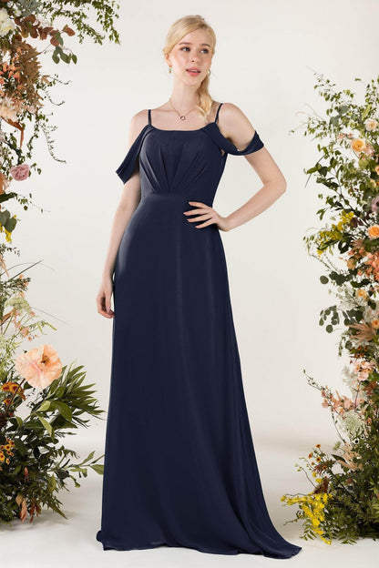 Sheath Sweep-Brush Train Chiffon Bridesmaid Dress CB0453