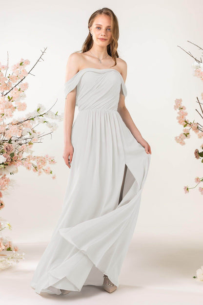 A-Line Sweep-Brush Train Chiffon Bridesmaid Dress CB0454