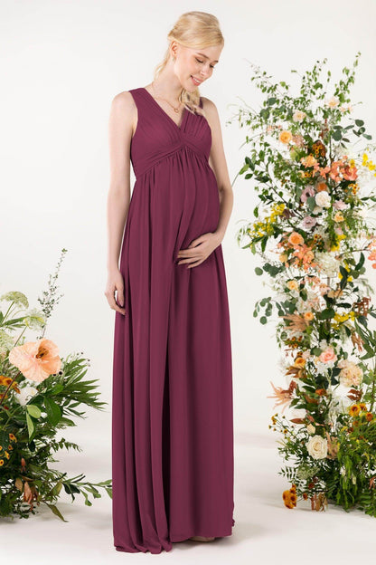 A-Line Sweep-Brush Train Chiffon Bridesmaid Dress CB0455M