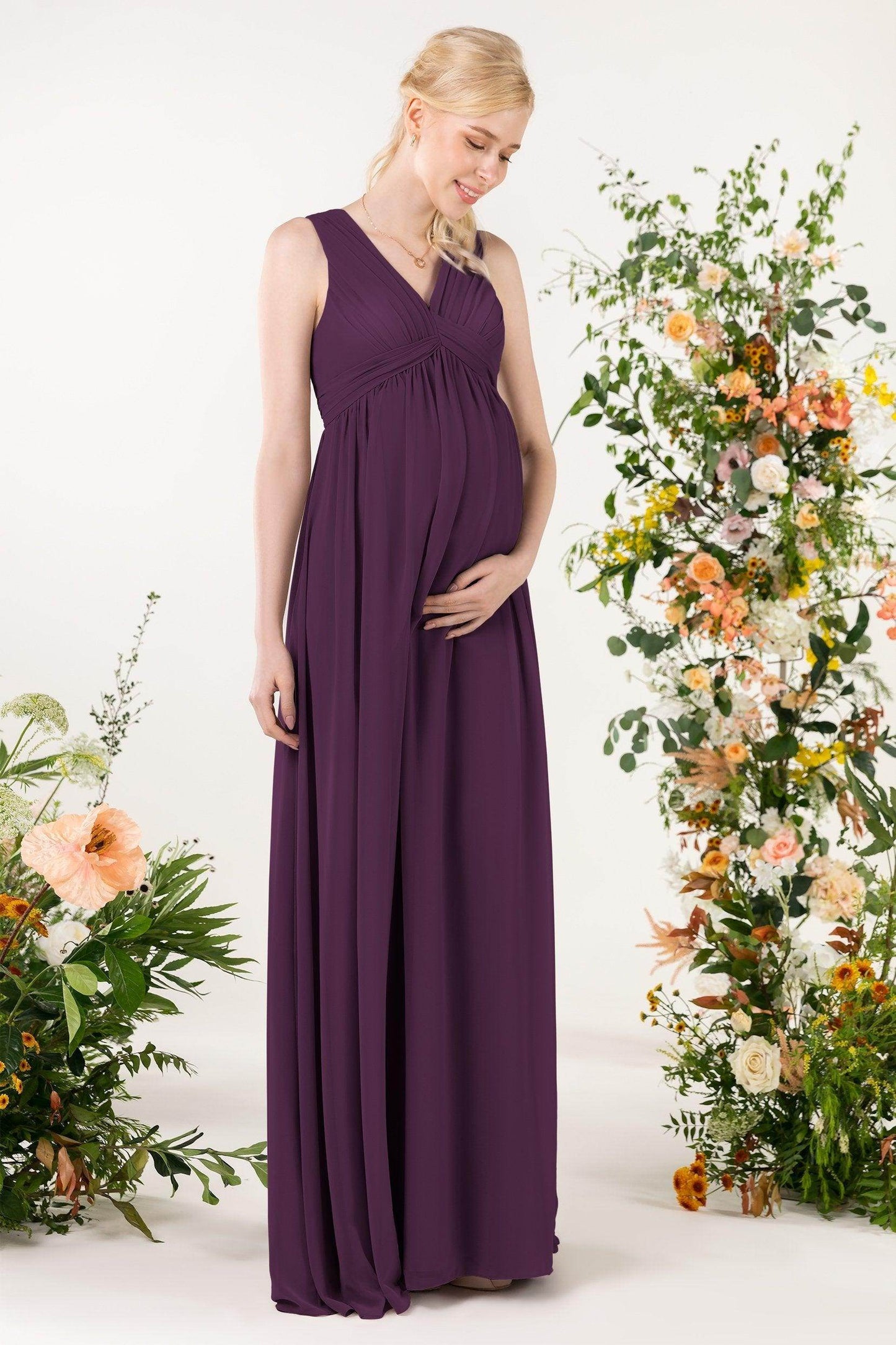A-Line Sweep-Brush Train Chiffon Bridesmaid Dress CB0455M