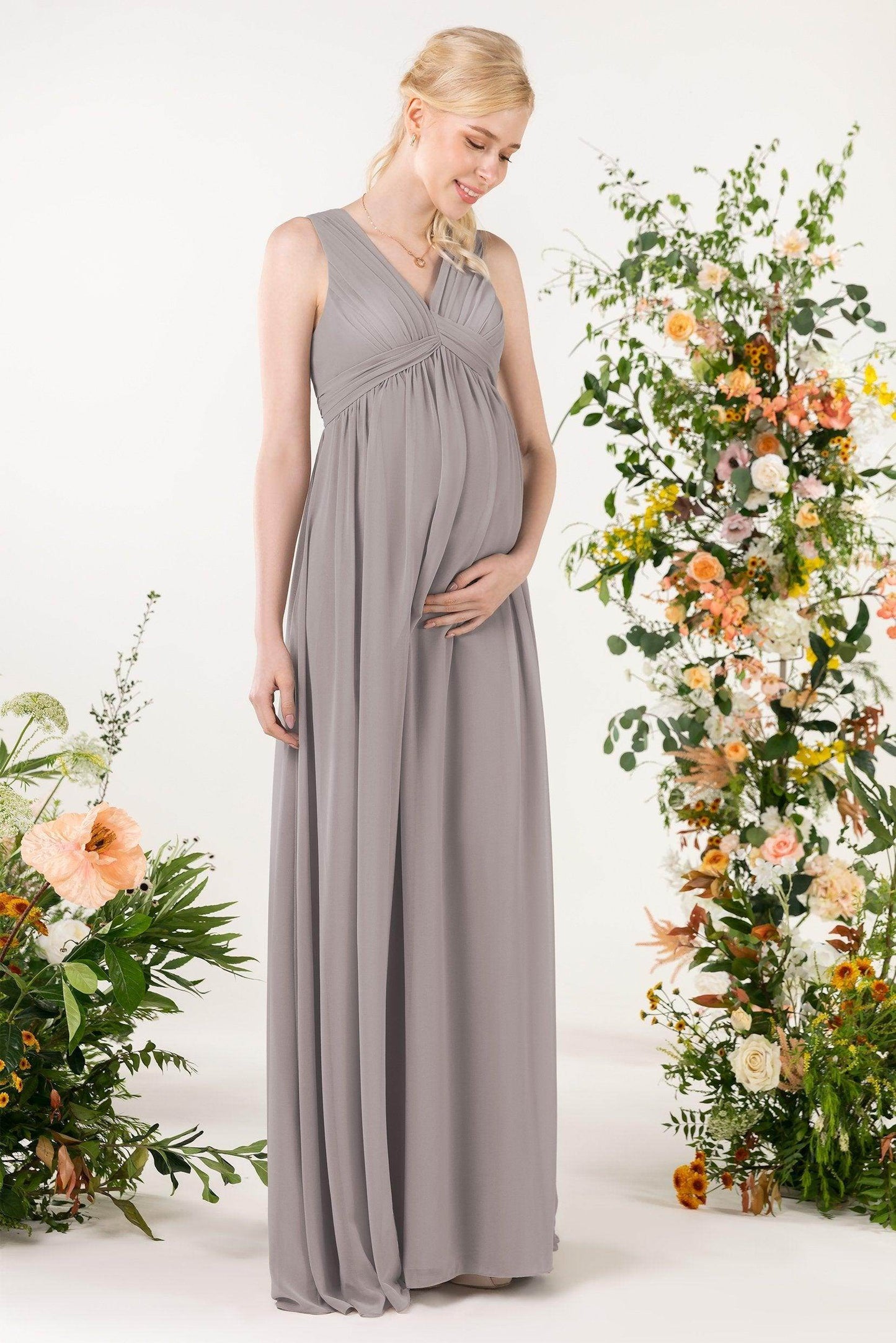 A-Line Sweep-Brush Train Chiffon Bridesmaid Dress CB0455M